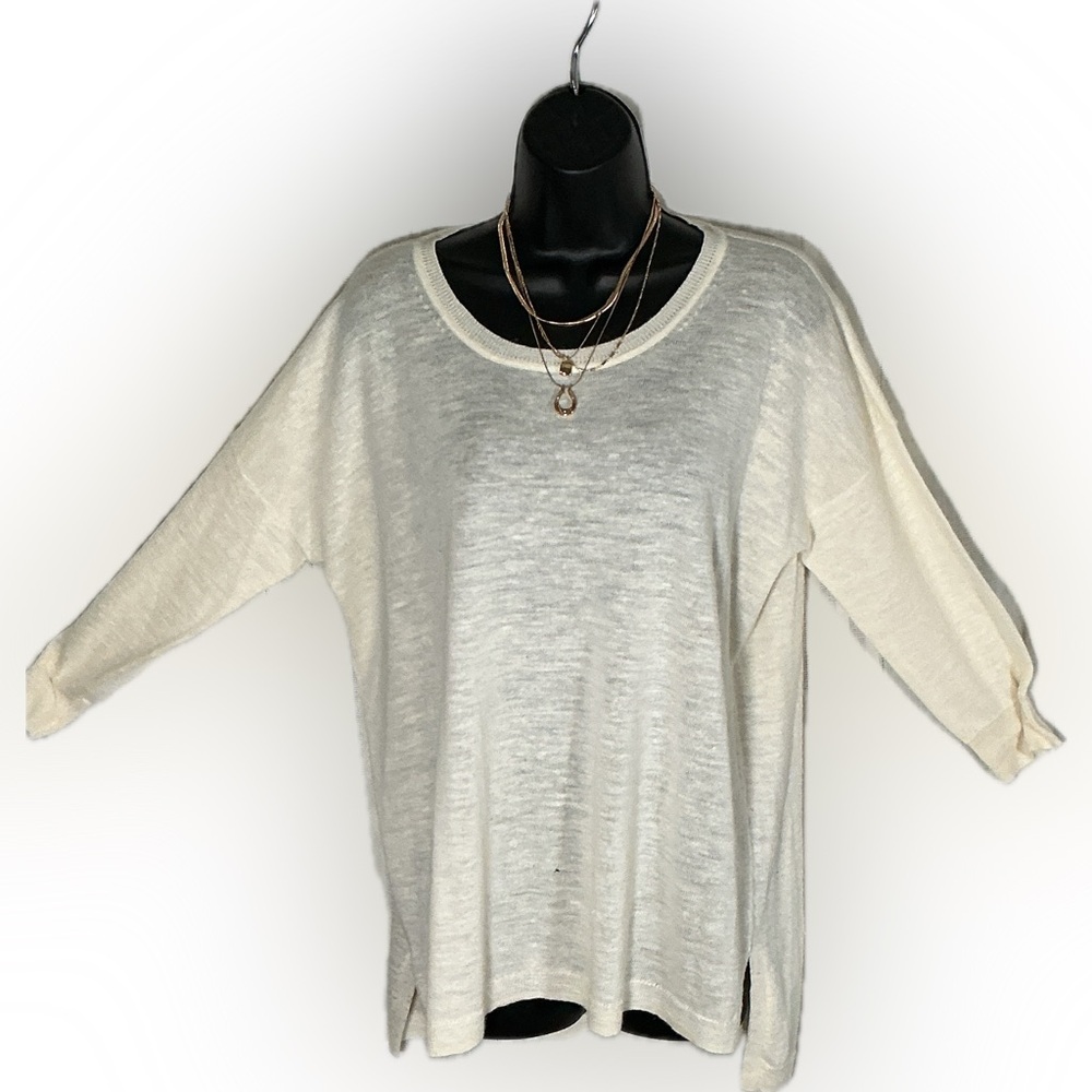 J. Crew Cream Lightweight Sweater Top Small Coastal Minimalist